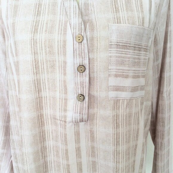 Misslook Beige Striped Cotton Blouse Tunic Top Size Large NWOT - Picture 2 of 8